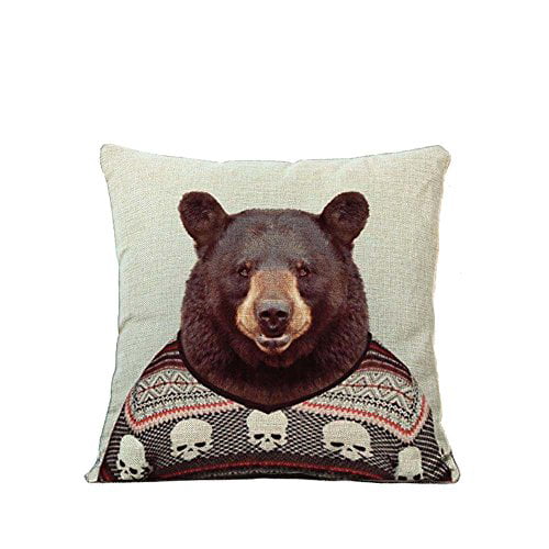 44CM44CM Color#9 YOUR SMILE Animal Cotton Linen Square Decorative Throw Pillow Case Cushion Cover 18x18 Inch 